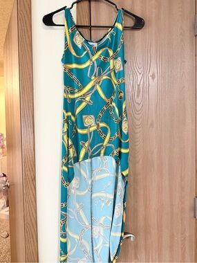 Teal Chain-Print High-Low Camisole - Unbranded